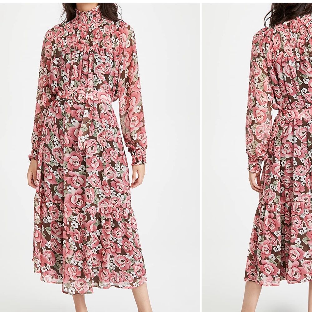 En Saison Floral Midi Dress with Belt